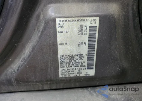 2015 Nissan Altima 2.5 from USA, damaged, VIN 1N4AL3APXFC483258
